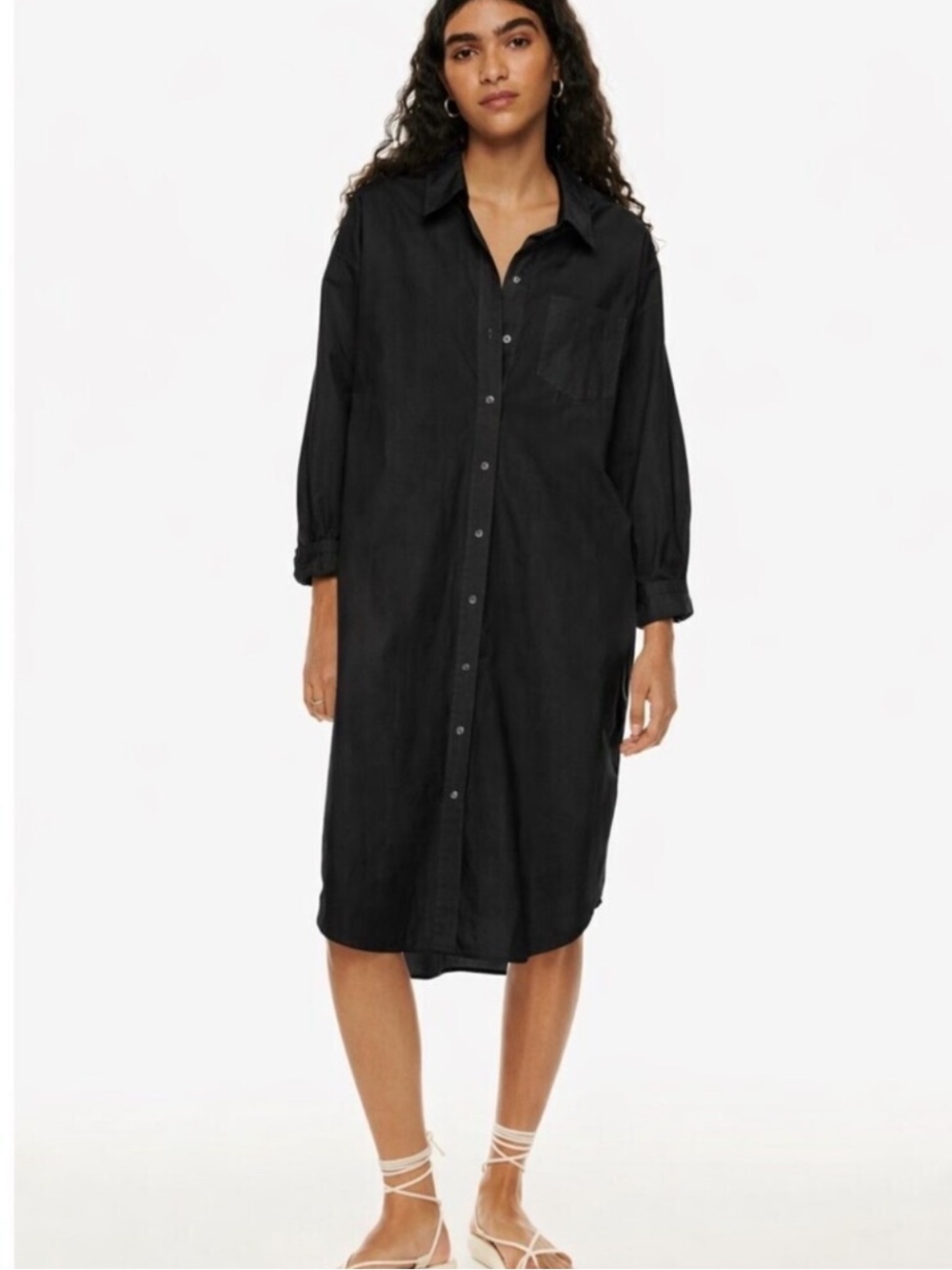 Aritzia Wilfred Free Relaxed Poplin Dress Boyfriend Shirt Dress Oversized S *EUC
